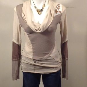 Anthropologie multi fabric pieced top